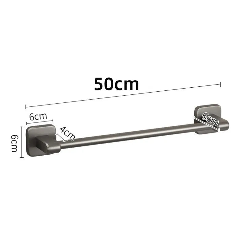 Bathroom Towel Holder Without Drilling Bathroom Black Towel Rack Towel Bar Self-Adhesive Bathroom Towel Rack Towel Rail
