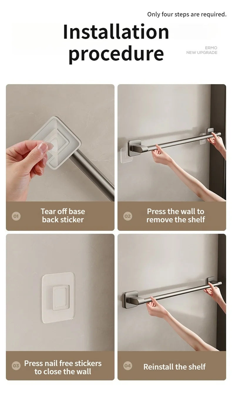 No Need To Drill Walls For Installation Bathroom Towel Bar/Hook/Towel Rack/Kitchen Rag Rack Bathroom Accessories