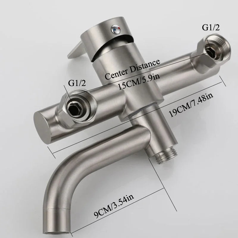 Stainless Steel Bathtub Shower Mixer Taps Faucet Shower Wall Mounted Bathroom Fixtures Ceramic Valve Core Triple Hot Cold Tap