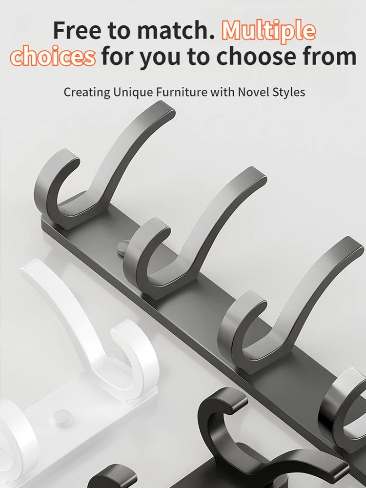 no drill Holes One Row Hangers Kitchen Towels Clothes Hats Toilet Towel Rack Storage Wall Mounted Door Back Rod Hook