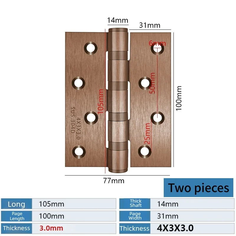 A Pair Of Stainless Steel Door Butt Hinges Furniture Hardware Decorative Accessories 4/5 Inch High-Quality Folding Hinges