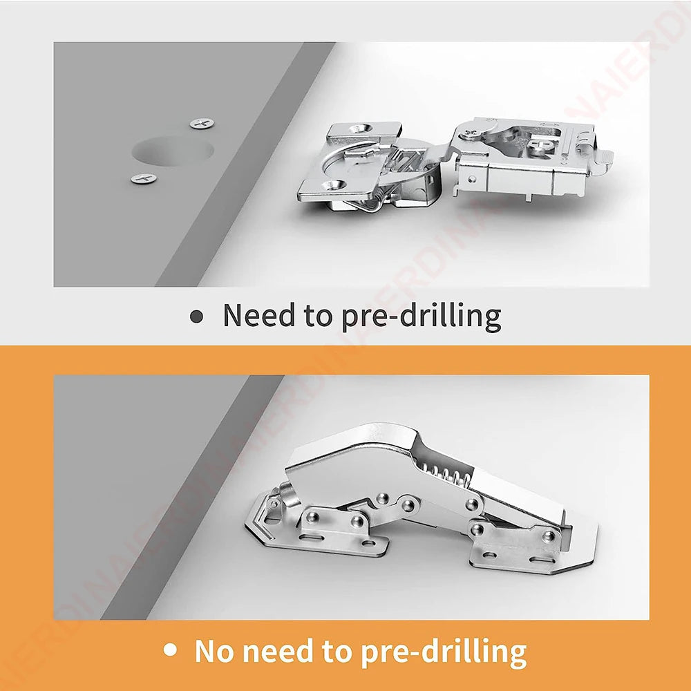 NAIERDI 4 Pack 90 Degree Soft Close Spring Hinges,No Pre-drilled Noiseless Hidden Concealed Cabinet Hinge Furniture Hinge