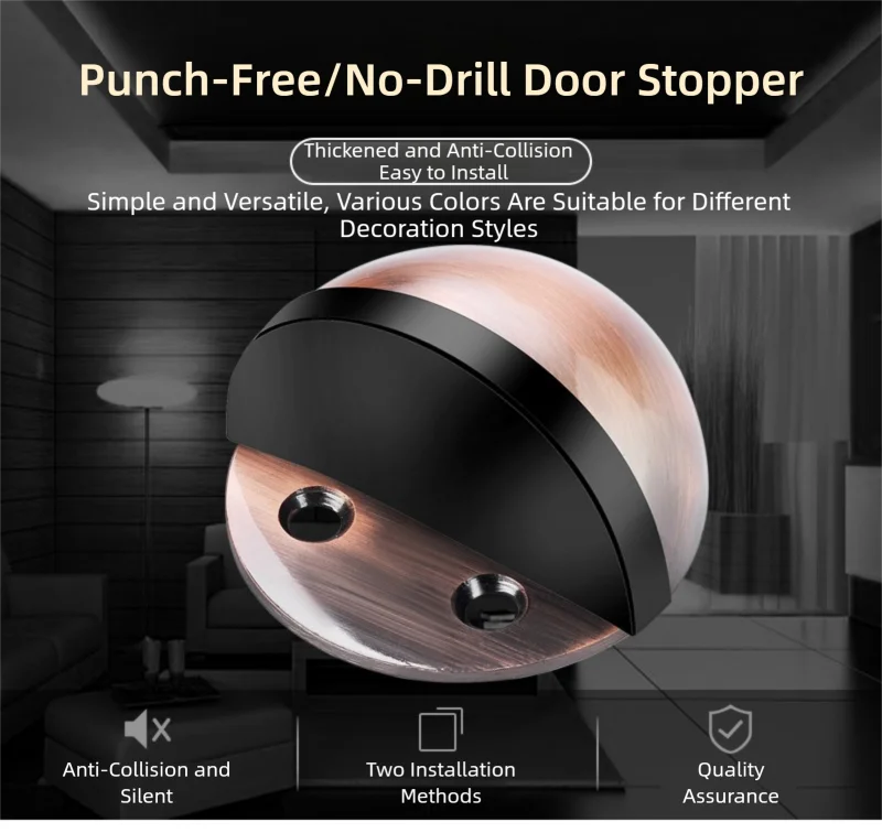 New No-Drill Magnetic Door Stopper - Silicone Anti-Collision Buffer for Glass & Bedroom Doors, Windproof Floor Mount