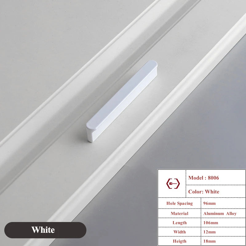 Modern Simple White Long Cabinet Handle Kitchen Cupboard Furniture Length Door Handle  Wardrobe Closet Hardware Drawer Pull Knob