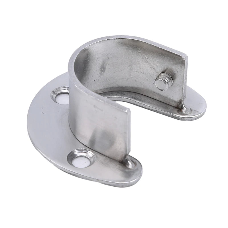 Stainless Steel Clothes Rail Closet Rail Curtain Rod Shower Curtain Closet U-Shaped Rod Closet Pole Sockets Flange End Supports