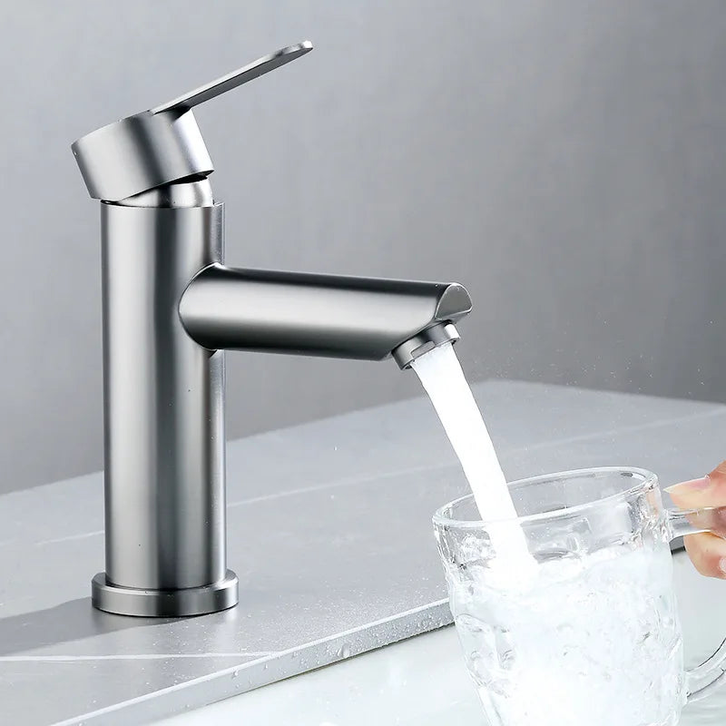 Basin Sink Bathroom Faucet Deck Mounted Hot Cold Water Basin Mixer Taps Matte Black Lavatory Sink Tap Crane