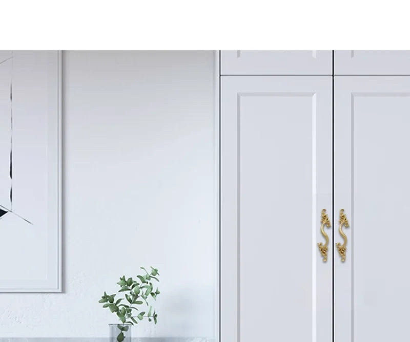 American Cabinet Door Handle Brass Wardrobe Drawers Modern Simple French Nordic Pure Copper Cabinet Gold Drawer Knobs