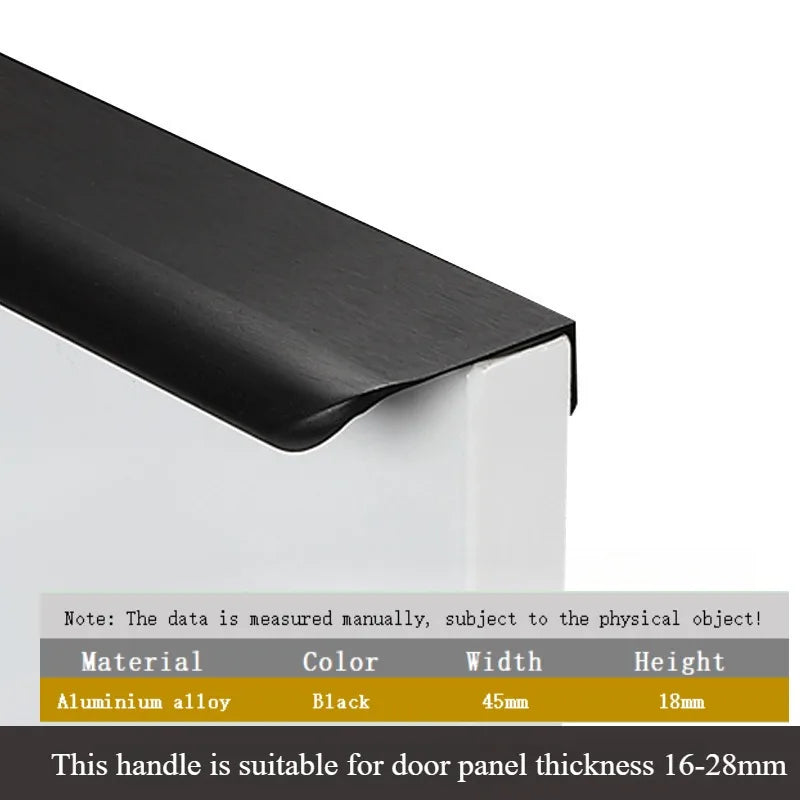 1PC Modern Furniture Hidden Drawer Handle Golden/Black/Rose Gold Hardware Cabinet Knobs Kitchen Accessory Handles Wardrobe Pulls