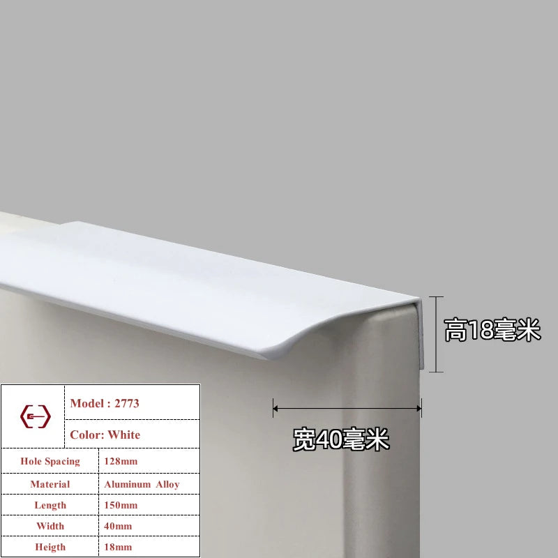 Modern Simple White Long Cabinet Handle Kitchen Cupboard Furniture Length Door Handle  Wardrobe Closet Hardware Drawer Pull Knob