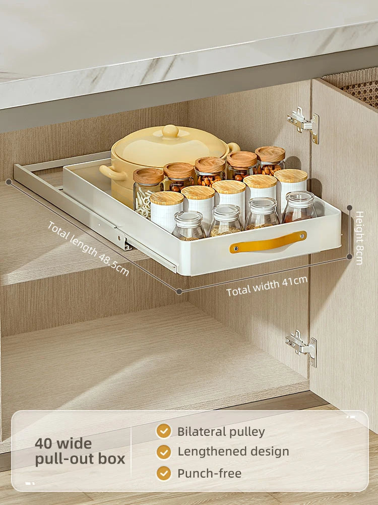 Kitchen Pull Out Shelf Slide Drawer Cabinet Slide out Shelf Dishes Organizer Cabinets Organizer with Handle Kitchen Drawer