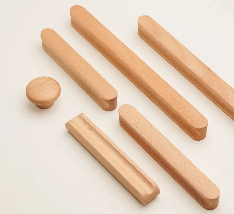 Modern Nordic Solid Wood Cabinet Handles Eco-Friendly Child-Safe Drawer Pulls for Kids Room Furniture Wooden Cabinets Pull