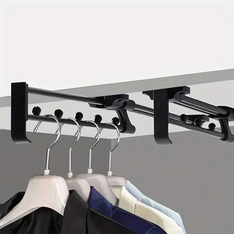 1pcs Retractable Closet Pull Out Rod Closet Valet Rod Extending Rail Pull Out Hanger Closet Valet Rod Rail Pants Hanger
