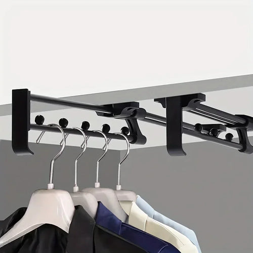 1pcs Retractable Closet Pull Out Rod Closet Valet Rod Extending Rail Pull Out Hanger Closet Valet Rod Rail Pants Hanger