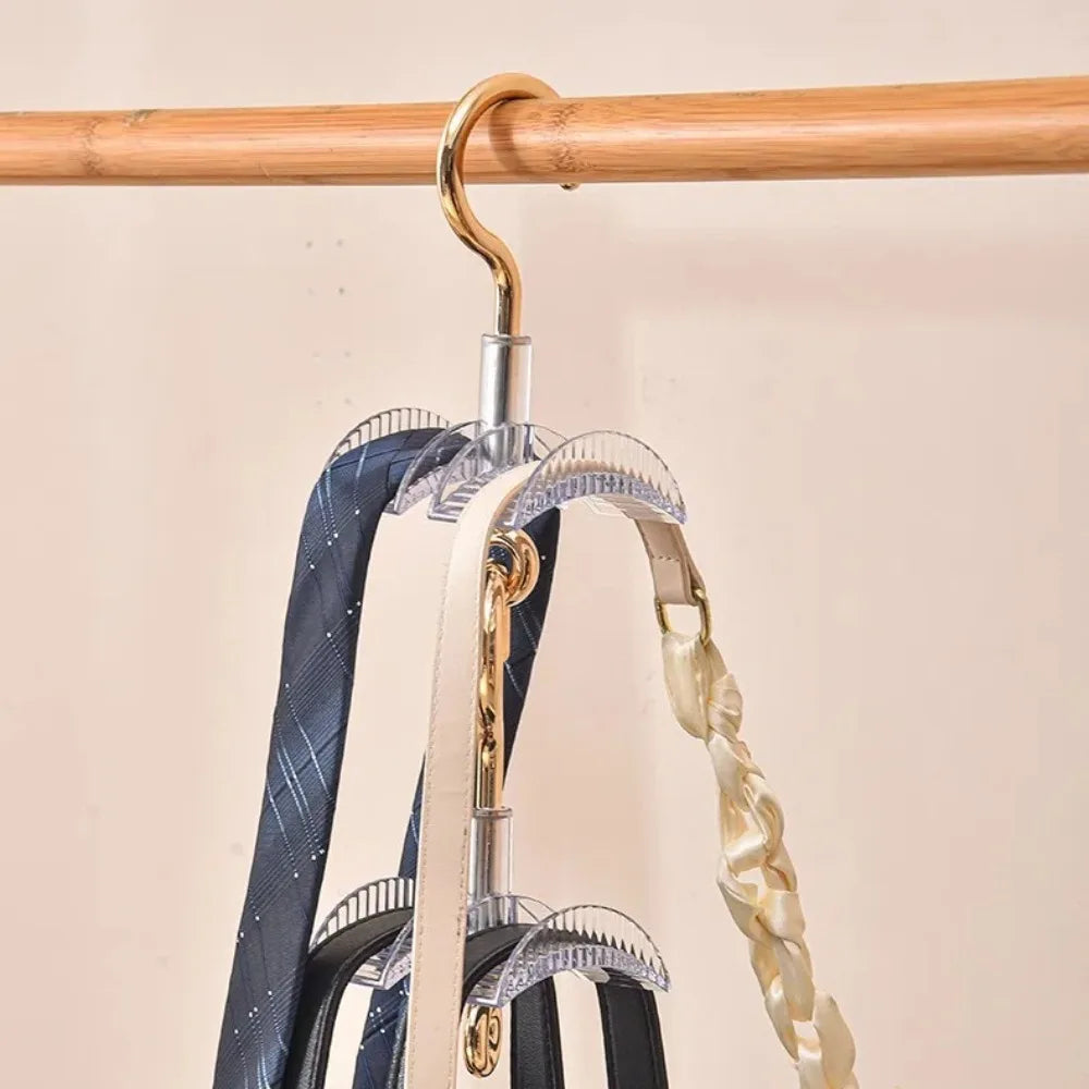 Quality Wardrobe Hanging Bag Hanger Space Saving Rotating Bag Storage Rack Thickening Belt Scarf Hanger Wardrobe