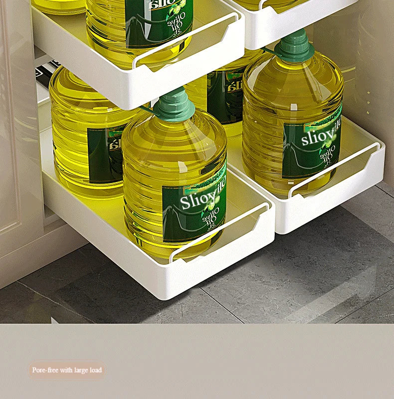 Non Perforated Kitchen Pull-out Shelf，Kitchen Storage Rack with Sliding Rails，Drawer Storage Tray，Cabinets Organizer，spice Rack