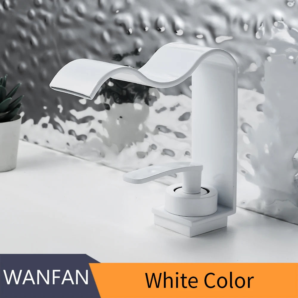 Basin Faucet Waterfall Black with Brushed Bathroom Basin sink Faucet Cold and Hot Water Mixer Single Handle Bathroom Taps 855951