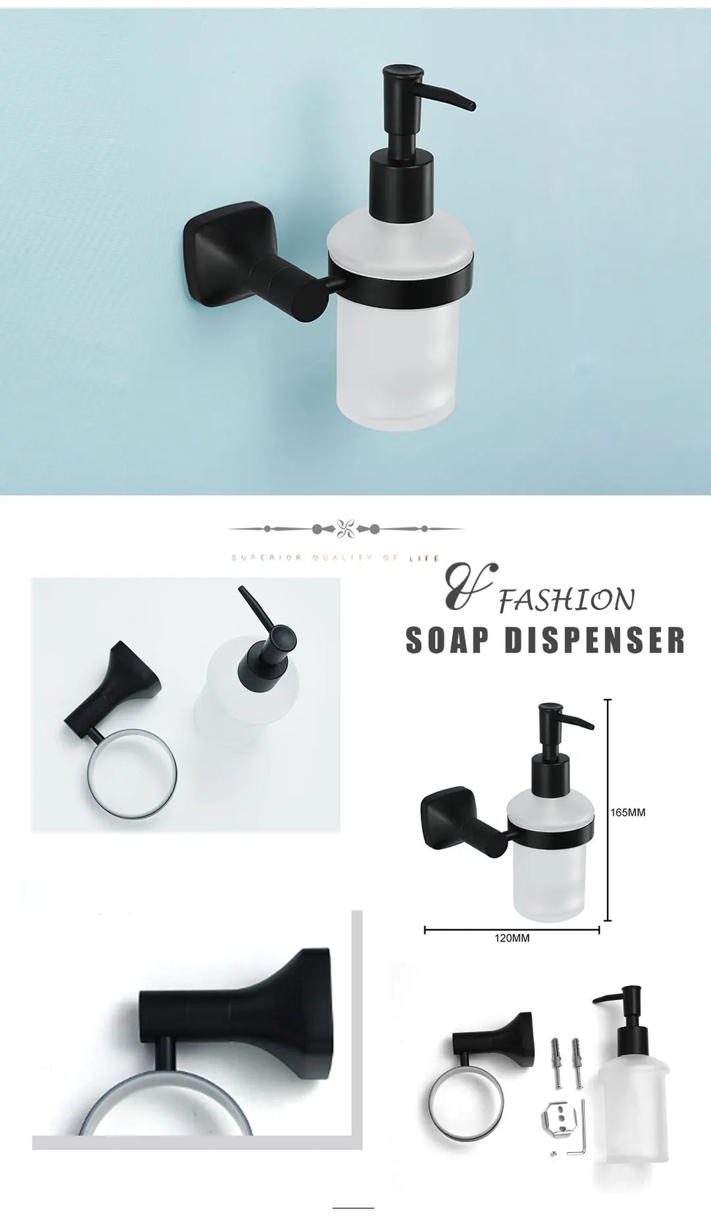 Black Bathroom Accessories Stainless Steel Wall Mounted Bath Towel Holder Robe Hook Toilet Brush Paper Towel Holder Pendant