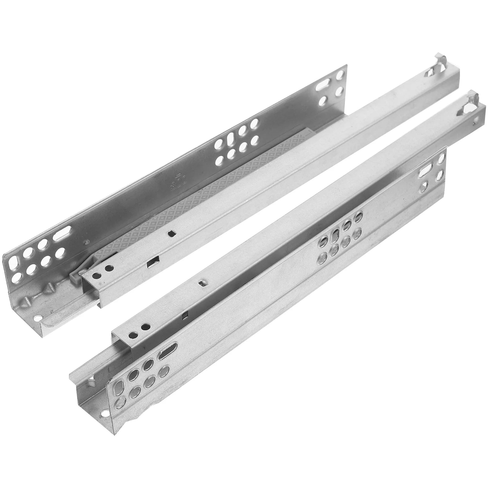 2 Pcs Two Section Slide Rails Drawer Runner Hidden Bottom Track Cold Rolled Steel Thickened Sheet Durable Mute Buffer Cabinet