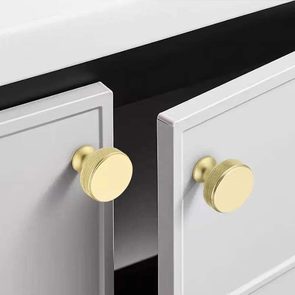 2025 Modern Single Hole Cabinet Handle Round Black Gold Knob Cupboard Black Gold Desk Drawer Pull Solid Aluminum Alloy Furniture