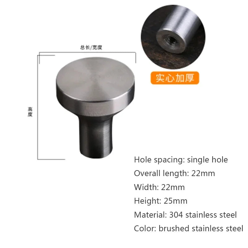 Modern Simple Wardrobe Door Handle, 304 Stainless Steel European Black Cabinet Single Hole Drawer Small Pull, Drawer Knob