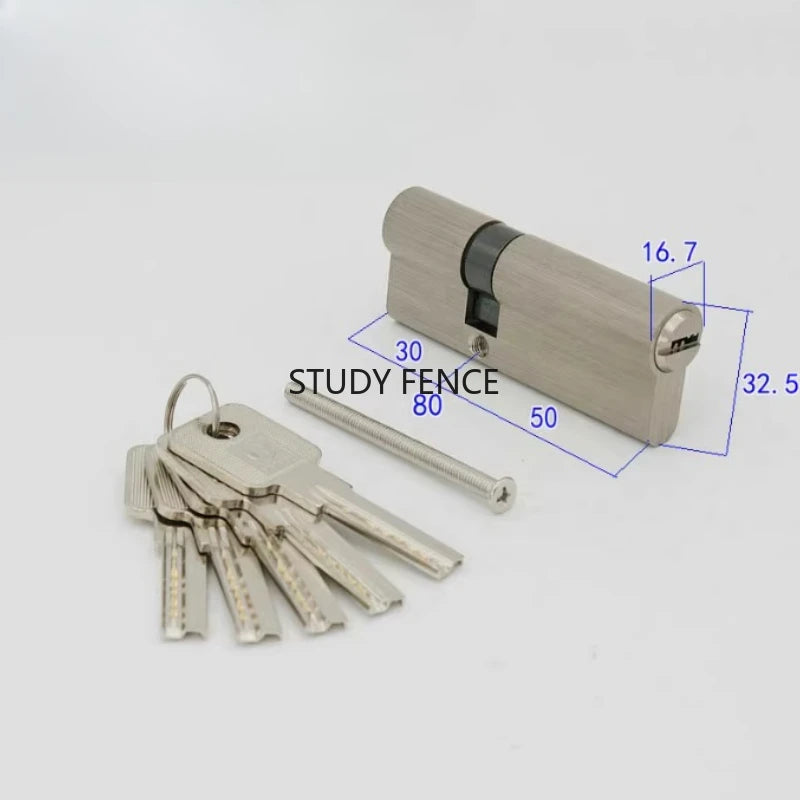 Indoor Lock Cylinder Bedroom Door Lock Core Metal Double Opening Eccentric Key Lock 65mm/70mm/80mm/85mm/90mm/100mm Hardware