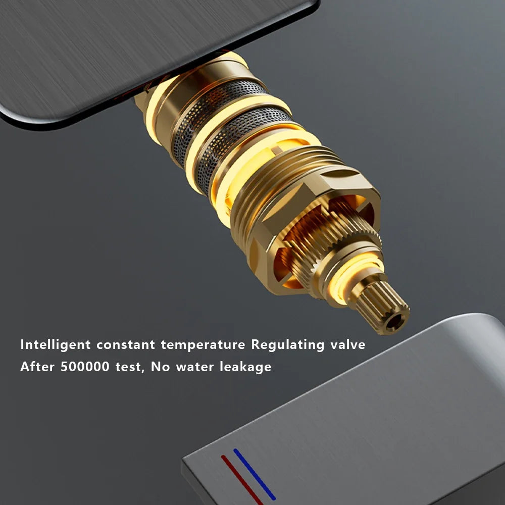 Tempered Glass Panel Rain Bathroom Shower Faucets Set Cold Hot Mixer Taps Rainfall Shower Faucet Complete Bathtub Showers System