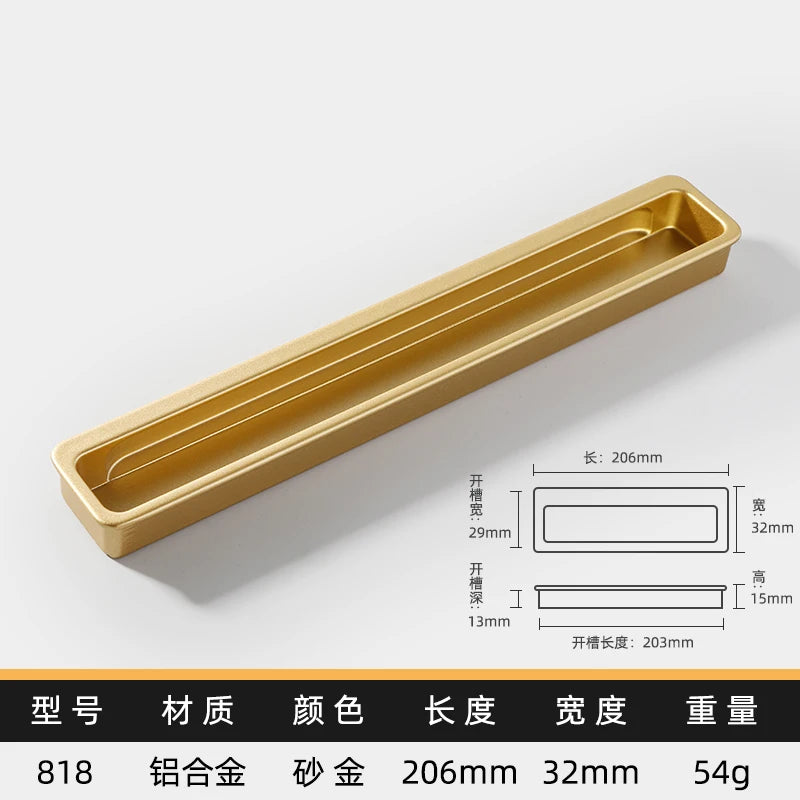 Simple modern drawer cabinet door shoe cabinet concealed built-in closet door slotted invisible sliding door handle