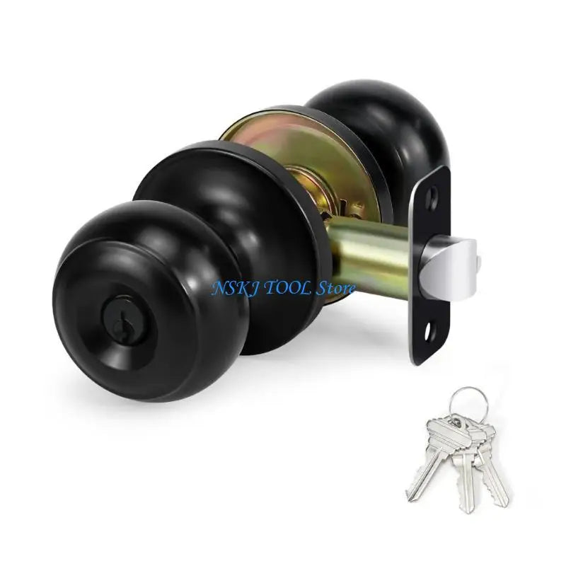 L8RC Zinc Alloy Round Door Knobs Knobset Entrance Lock Interior Door Handles for Hallway, Closet, Bathroom Easy to Install