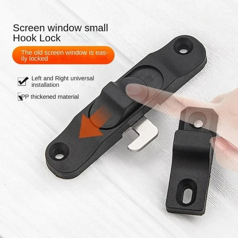 Sliding Folding Trackless Screen Door Latches Push-Pull Mesh Window Hook Locks Anti-theft Lock Buckle Left&Right Universal Latch