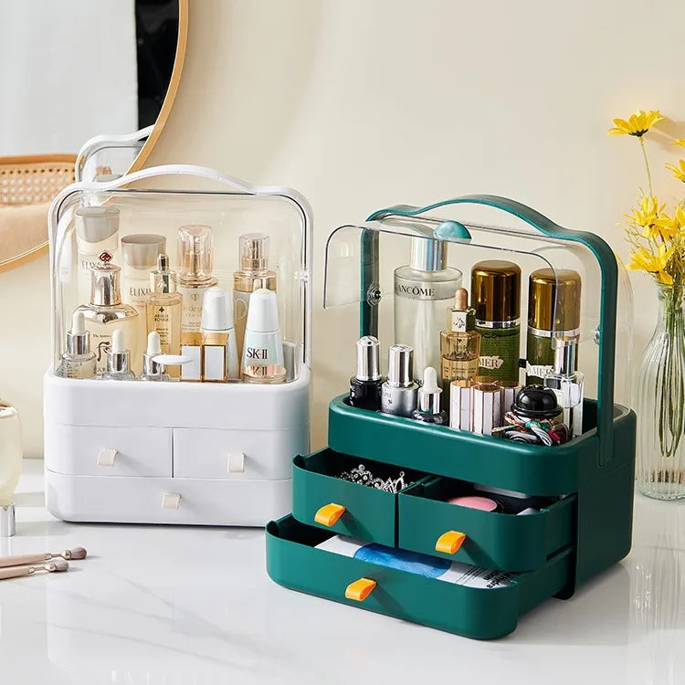 Cosmetic Organizer Countertop Organizer For Dresser With Lid And Drawer Countertop Waterproof And Dustproof Skin Care Organizer