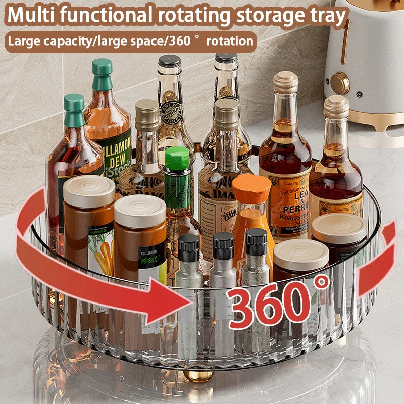 Rotating Spice Rack For Home Kitchens Multi-Functional Storage Tray For Seasoning Bottles And Jars, And Cosmetics