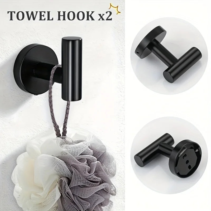5 Piece Bathroom Hardware Set Wall-mounted Stainless Steel Towel Bar Towel Ring Toilet Paper Holder Hook Bathroom Accessories