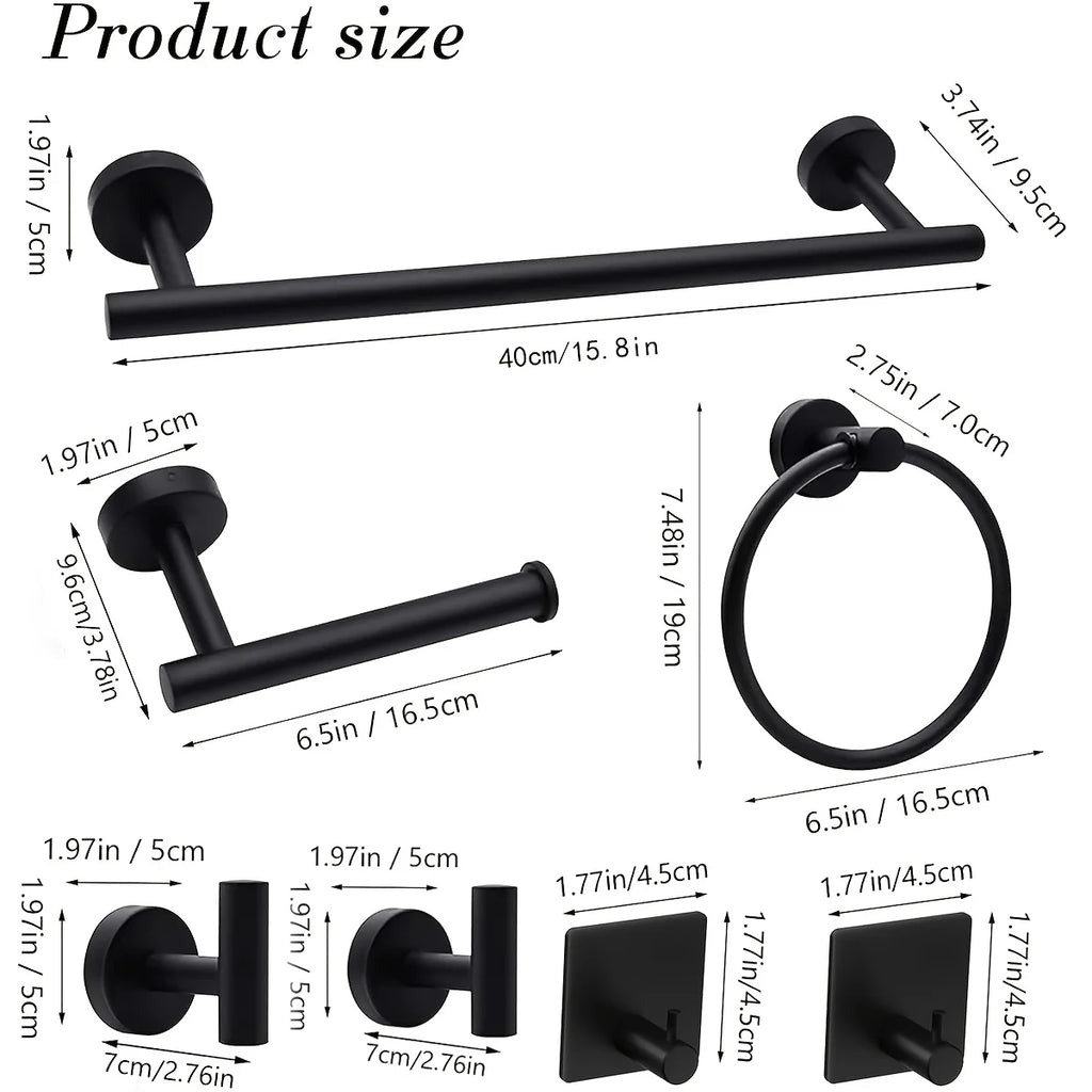 Bathroom Hardware Set Stainless Steel Towel Rack Set Toilet Paper Holder Robe Hooks Towel Ring Bathroom Accessories Set