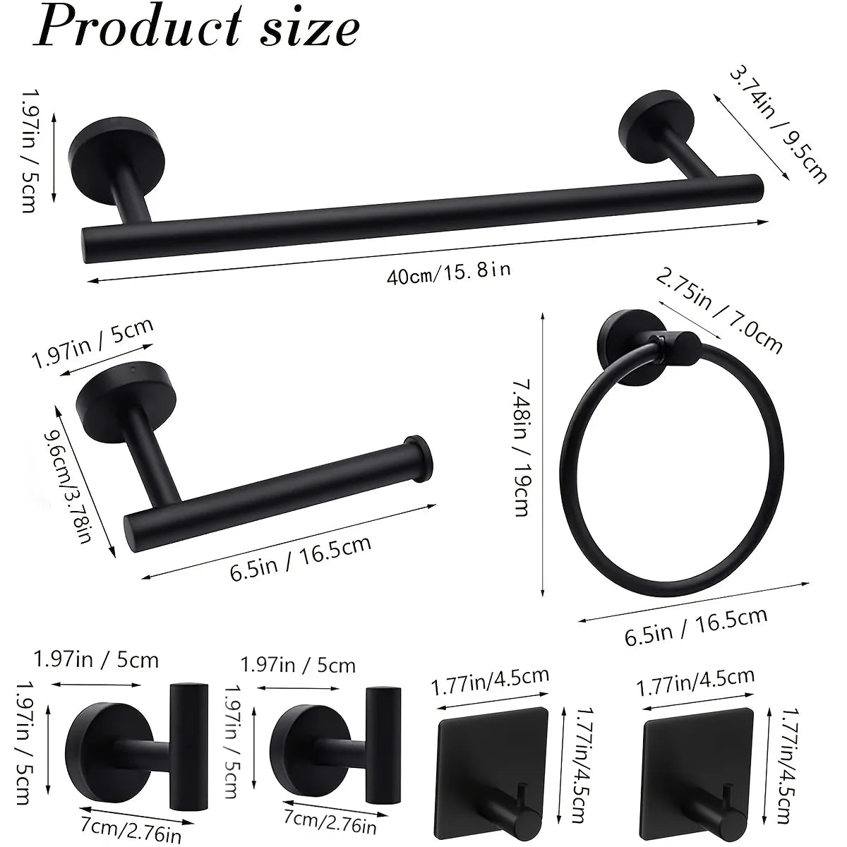 Bathroom Hardware Set Stainless Steel Towel Rack Set Toilet Paper Holder Robe Hooks Towel Ring Bathroom Accessories Set