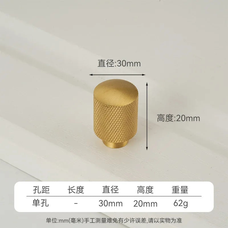 Modern Knurl Solid Brass Cabinet Knobs and Handles Golden Luxury Handles for Furniture Drawer Wardrobes Shoe Cabinets Pulls