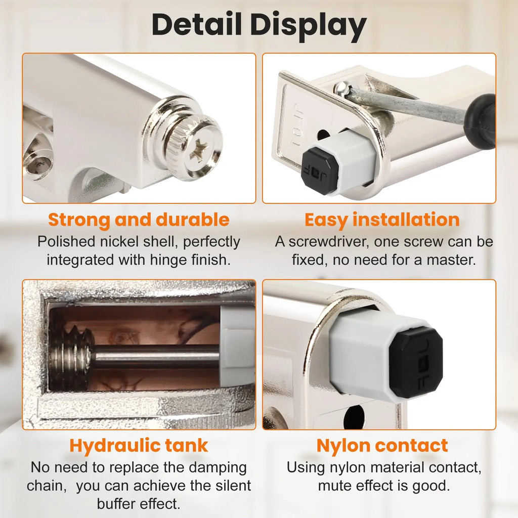 Hardware Soft Close Damper for Cabinet Doors Compact SoftClose Cabinet Adapter Hardware Hinge Polished Nickel SCD103