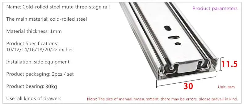 Drawer track, drawer slide, three rail drawer, guide rail, slide rail, furniture hardware fittings, slipway