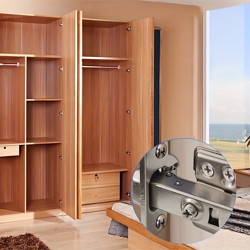 10/20pcs Soft-Close Matte Brushed Metal Cabinet Hinges - Surface Mount Damping Hinges with 6 Screws, Wardrobe & Kitchen Cabinetr